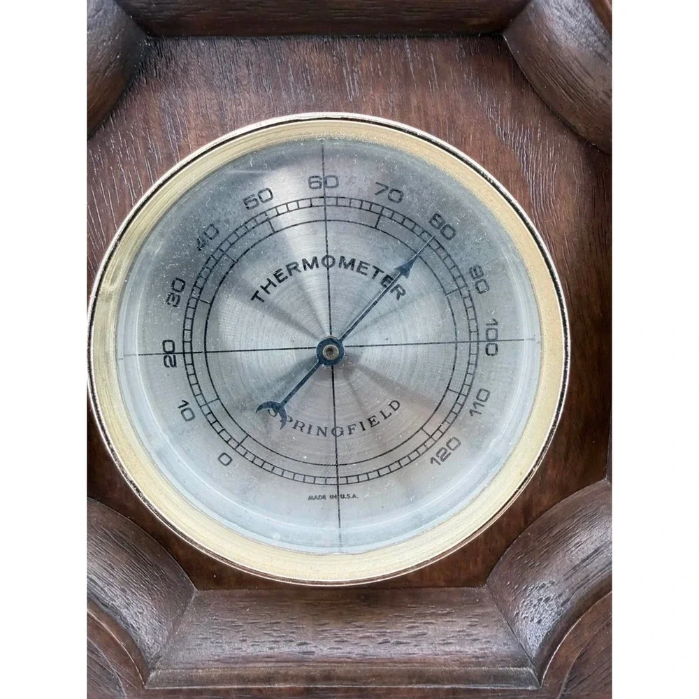 Springfield Weather Station Home Decor 3-in-1 Dials Plastic Brown Solid